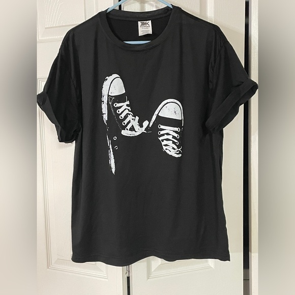 Black T-Shirt with White Sneaker Print - Picture 3 of 3